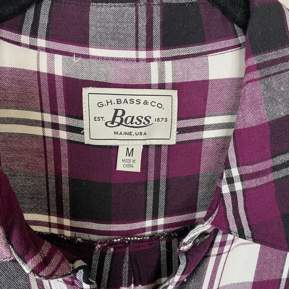 Bass & Co purple and white plaid tied tunic top - Picture 7 of 8